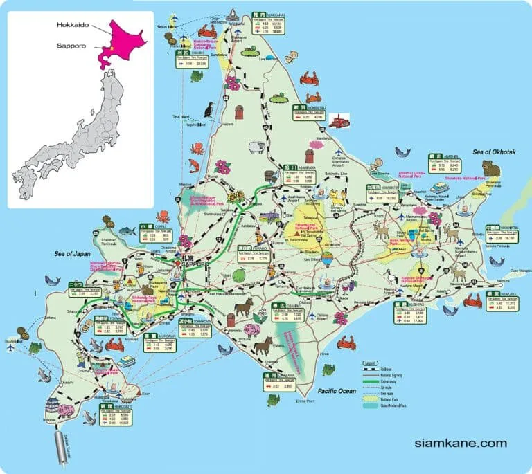 แผนที่จังหวัดฮอกไกโด